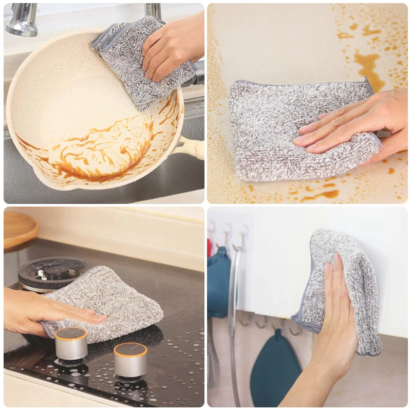 Strofinacci Cucina In Microfibra Con Carbone Di Bambù | Assorbenti, Riutilizzabili, Ispessiti, 25x25 Cm – Confezione Multipla (5/10/20/50/100 Pz) - 6