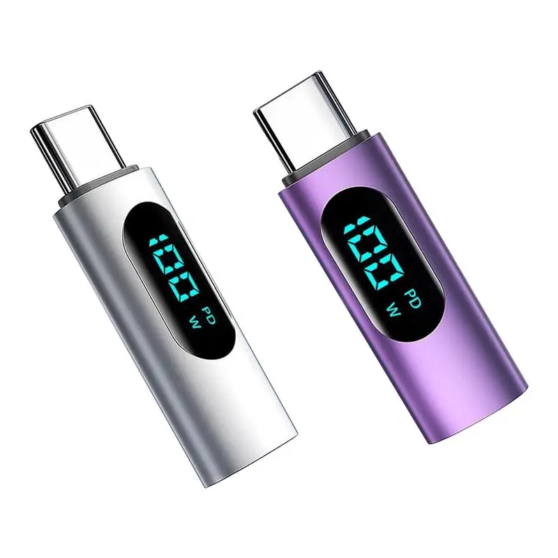 PD100W Fast Charging Type C OTG Adapter Digital Display Type-C Male to Type-C Female Connector For Cell Phones Laptop Macbook
