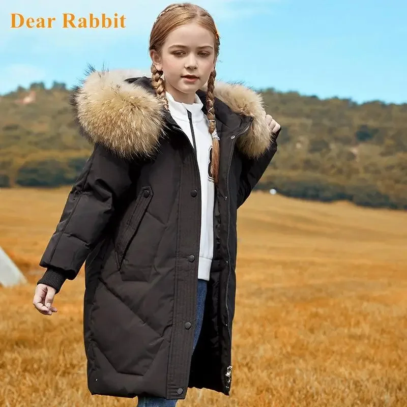 

5-16 Yrs kids Winter Girls clothing warm Down jacket for girl clothes Parka Hooded Middle big Children Outerwear Coat snowsuit