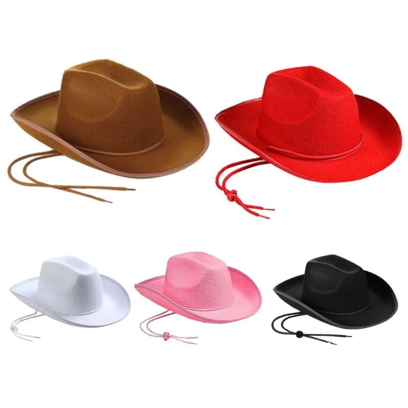 

Lightweight Solid Color Fedora Hats for Women Men Thick Fabric Cowboy with Brim Western Felt Casual Hats