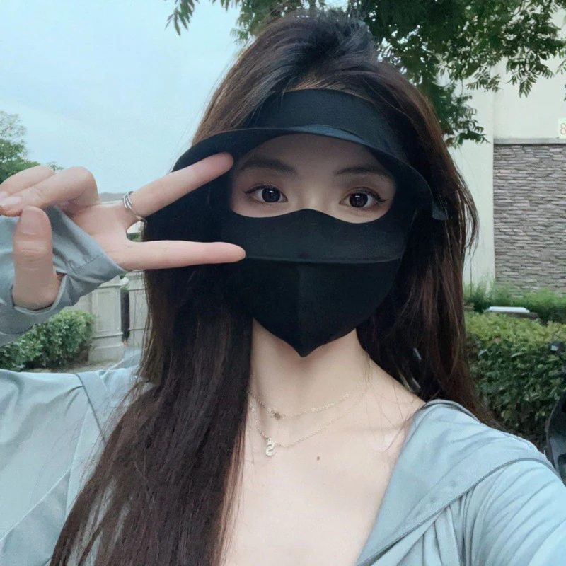 Polyester Ice Silk Mask Portable Sunshade Breathable Sunscreen Mask Outdoor With Brim Sun Protection Hats 5