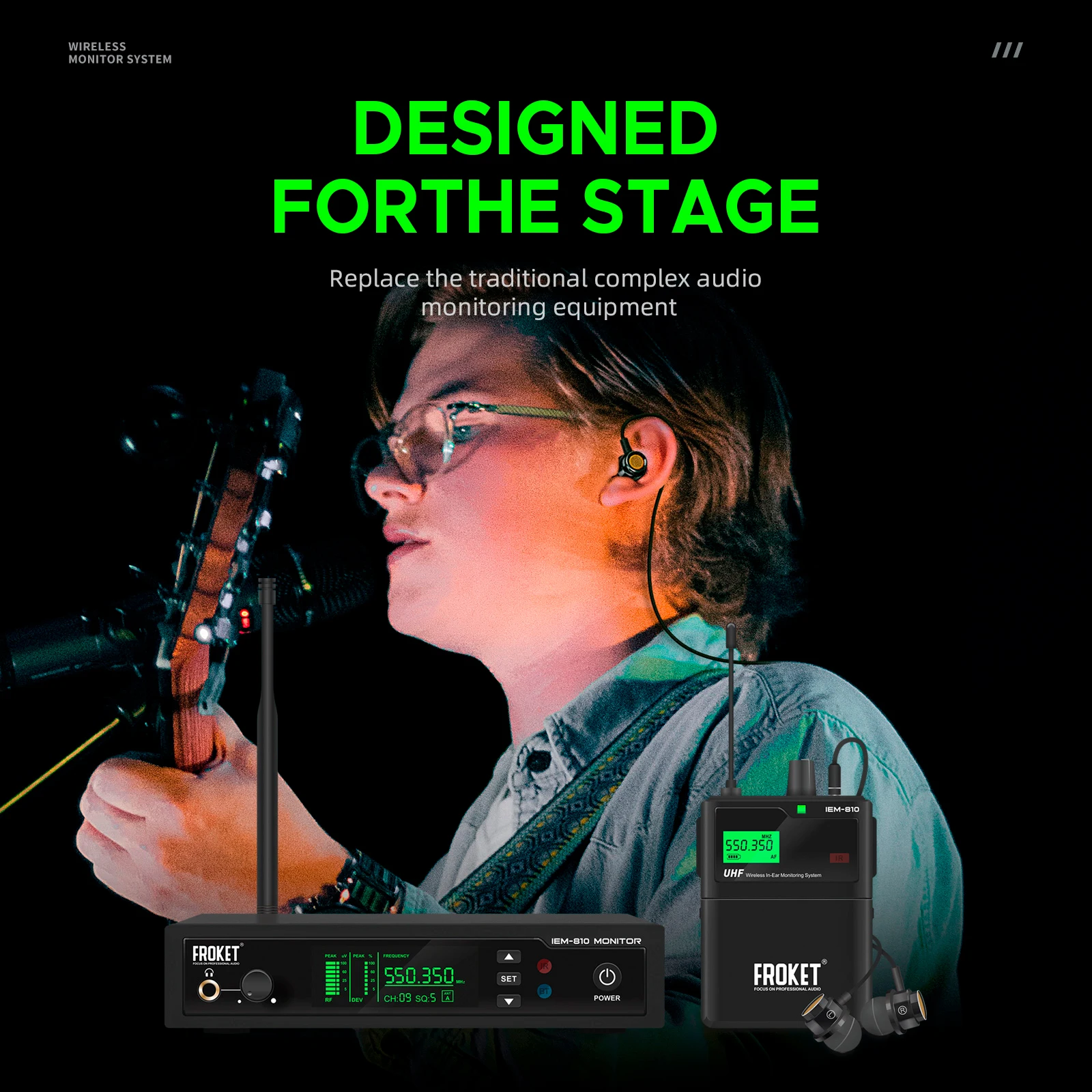 IEM-810 무대 전용 모니터링 시스템, 블루투스 연결, 스몰 사이즈, 휴대 용이, 무대 노래에 적합