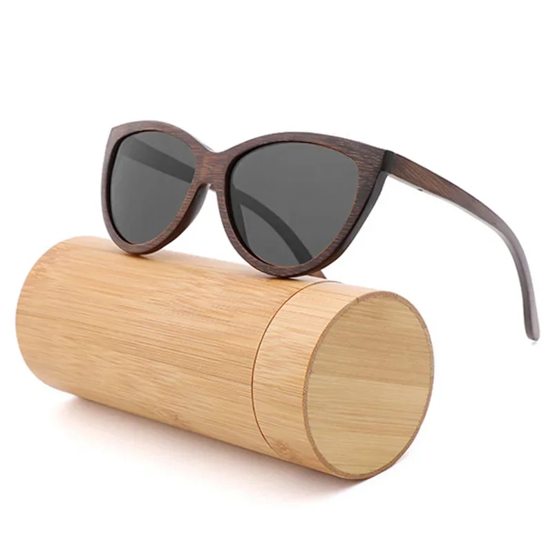 

Natural Bamboo Brown Frame Sunglasses Gray Lenes Men Women Fashion Handmade Glasses Polarized Driving Cars UV400 Designer Retro