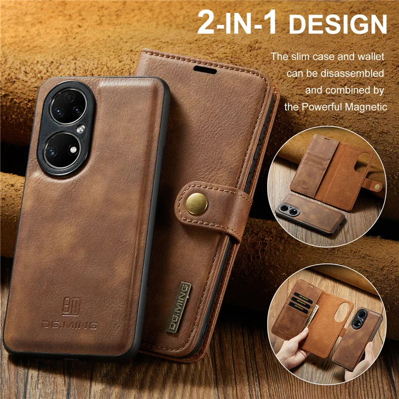 P50 Pro 2in1 Detachable Magnet Flip Case for Huawei P50 Pro Leather Wallet Case Huawei P40 P 30 20 Lite Honor 20s Mate 30 40 Pro