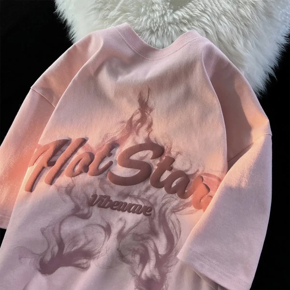 American Vintage Fashion Brand Flame Star Pure Cotton Short Sleeve T-shirt Nan Menand WomenSummer INS Loose Half Sleeve Top