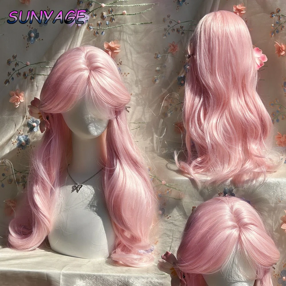 Pink Cosplay Wig Help SUNYAGE Ashely Pink Wig For Women Long Wavy