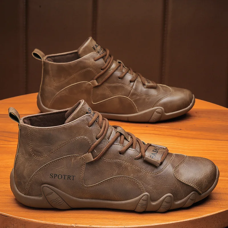 New Men's Boots Non-slip Wear-resistant Work Shoes Comfortable Cool Motorcycle Boots Thickened Warm Casual Shoes Men's Shoes