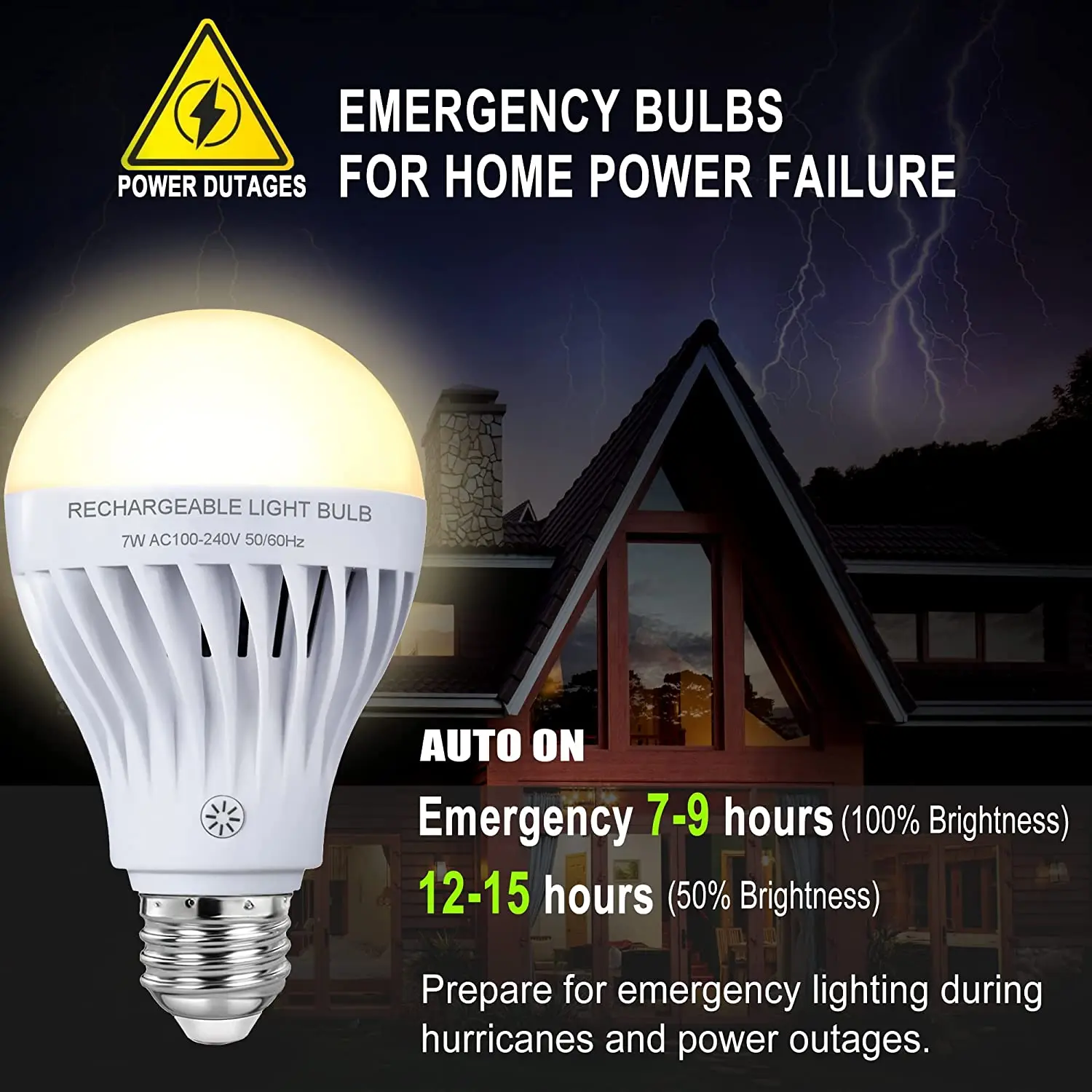 Rechargeable Light Bulbs LED Battery Backup Light Bulb with Remote Control  Battery Operated Emergency Bulb Lamps for Home Power Outage and Camping