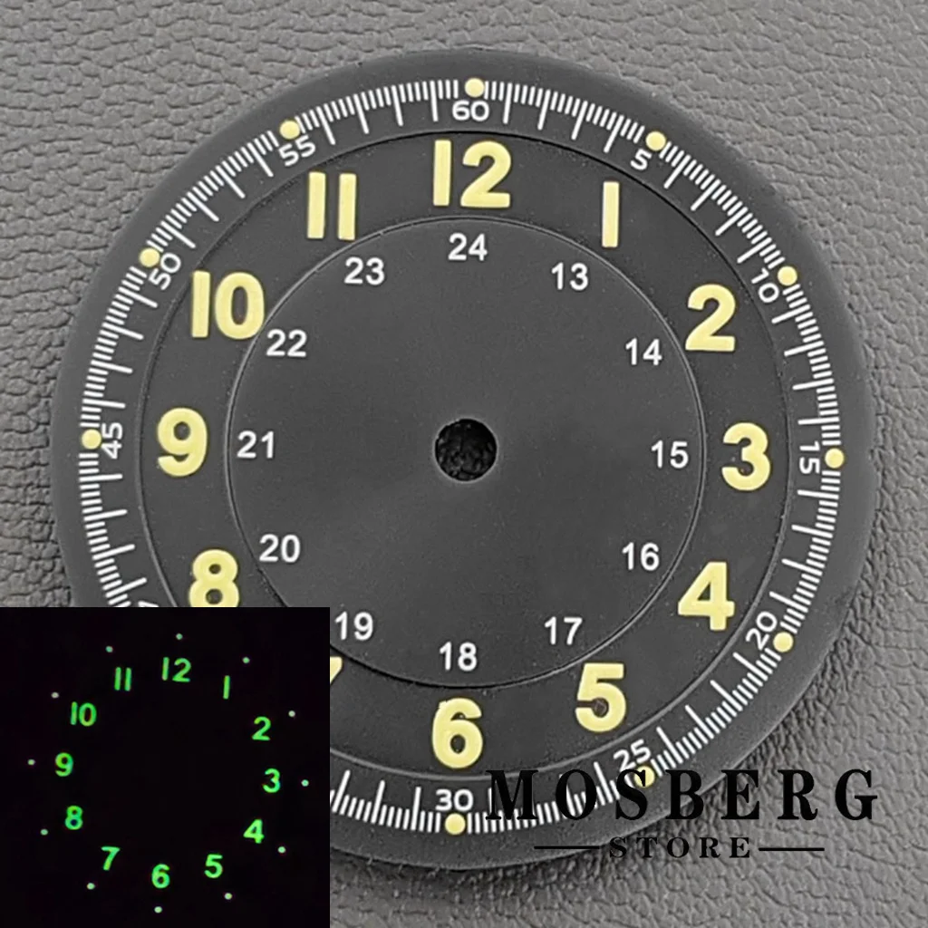 Green Luminous Sunburst Watch Dial, 29mm - Premium Timepiece Accessory