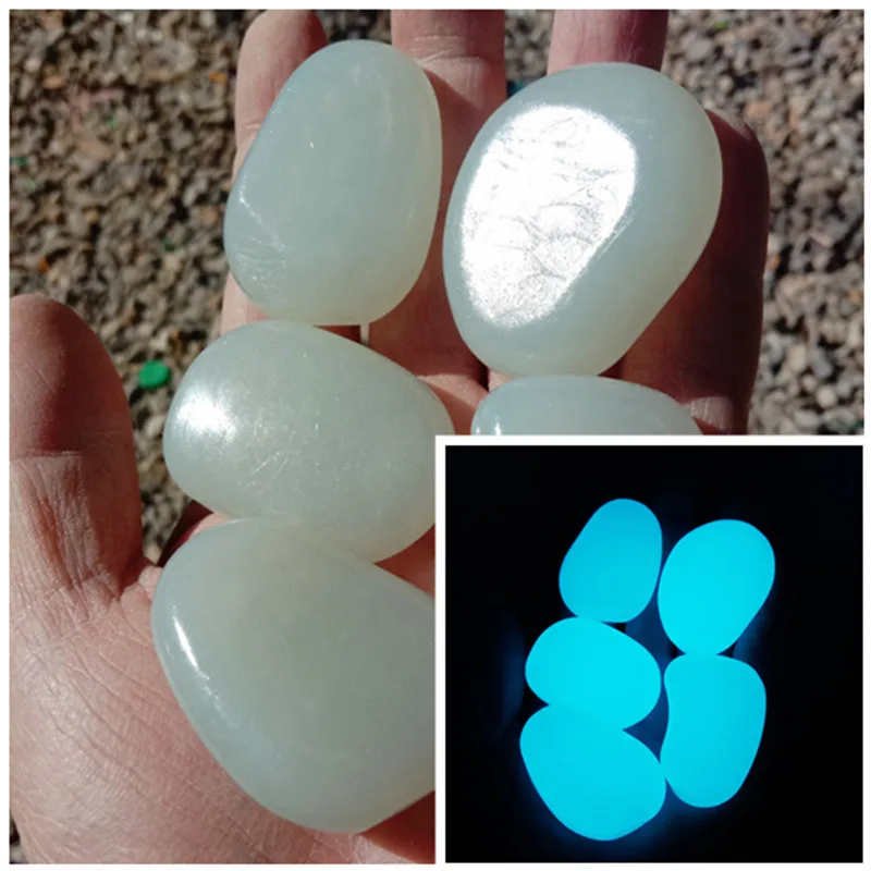 10pcs Luminous Pebbles Stone Ornaments Garden Decoration Gravel Courtyard Fish tank Glow in Dark Pebbles luminous rock