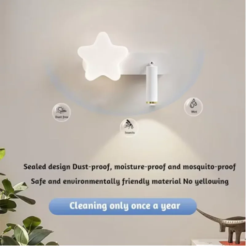 LED Star Wall Light Dimmable with Remote Control  Rotatable 180° Reading Lamp Modern White Wall Room New Year's Decoration