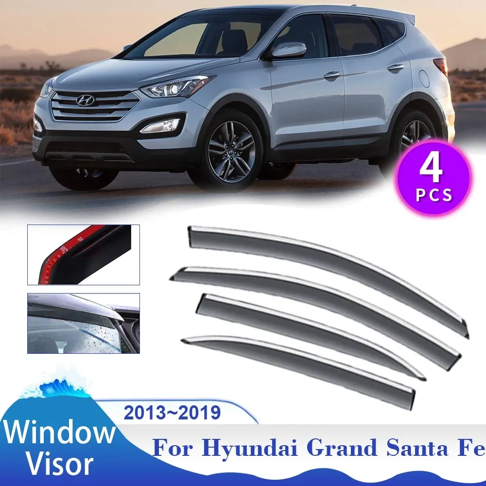

Козырек Оконный Для Hyundai Grand Santa Fe XL NC LWB 2013 ~ 2019 2014 2015 2016 2017 2018, защита от дыма на вентиляционное отверстие автомобиля, защита от солнца и дождя, дефлектор, внешние аксессуары