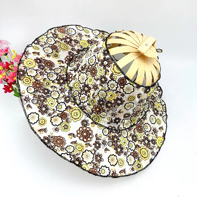 Spring And Summer Sun Shading Bamboo Fashion Foldable Multifunctional Beach Tourism Fan Hat Caps Japanese Decor_voghion.com