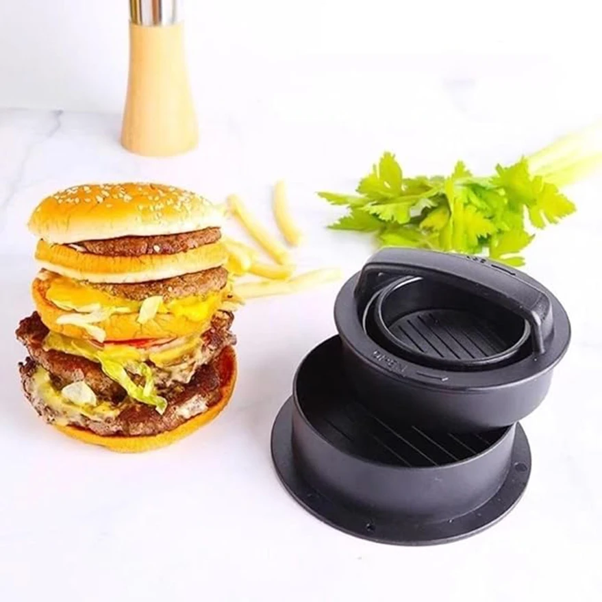 3 in 1 Burger Press Hamburger Round Shape Non-Stick Stuffed Burger Patties Kitchen Barbecue Accessories Tool Cookery Mold