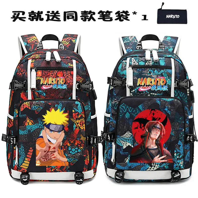 

Naruto Schoolbag Large-capacity Backpack Luminous Writing Wheel Eyes Anime Naruto Uchiha Itachi Male Student Backpack