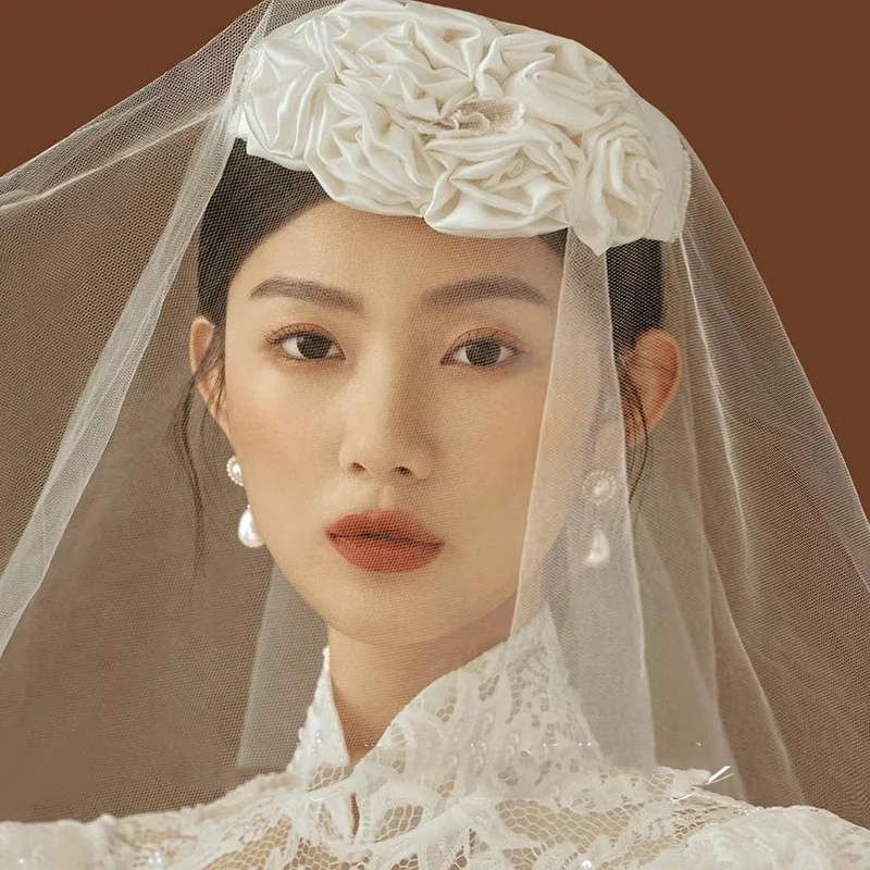 Bridal Hair Accessories French Hepburn top hat bridal dress hair accessories retro travel photo wedding headdress hat hair accessories bridal hair accessories