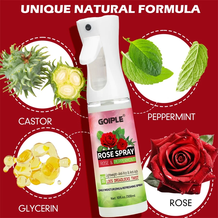 Nourishing Rose Water Hair and Scalp Mist - Anti-Frizz Hydration and Shine Enhancer