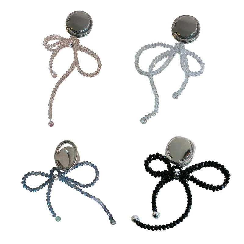 

Rice Bead Phone Grip Crystal Butterfly Bowknot Phone Holder Versatile Phone Stand Fashionable Accessory Dropship