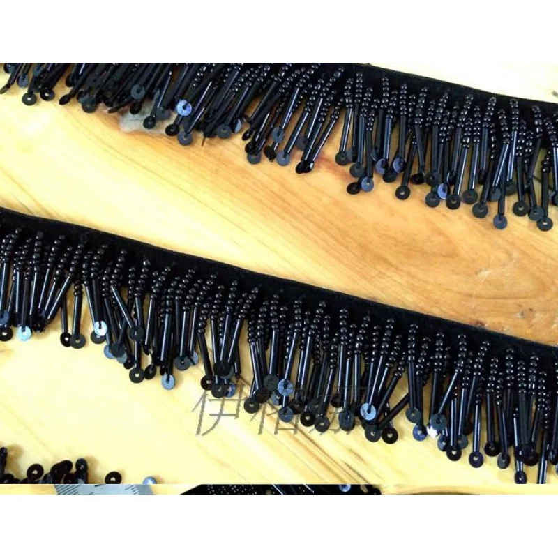 Blue Pink Three Rows Full Bead Tube Shoe Flower Color Dance Skirt Fringe Lace Color Blue