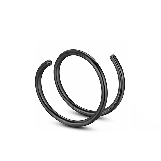 PC Double Layers Stainless Steel Nose Ring for Women Men 20G Nose Hoop Rings Ear Cartilage Tragus Helix Piercings Jewelry