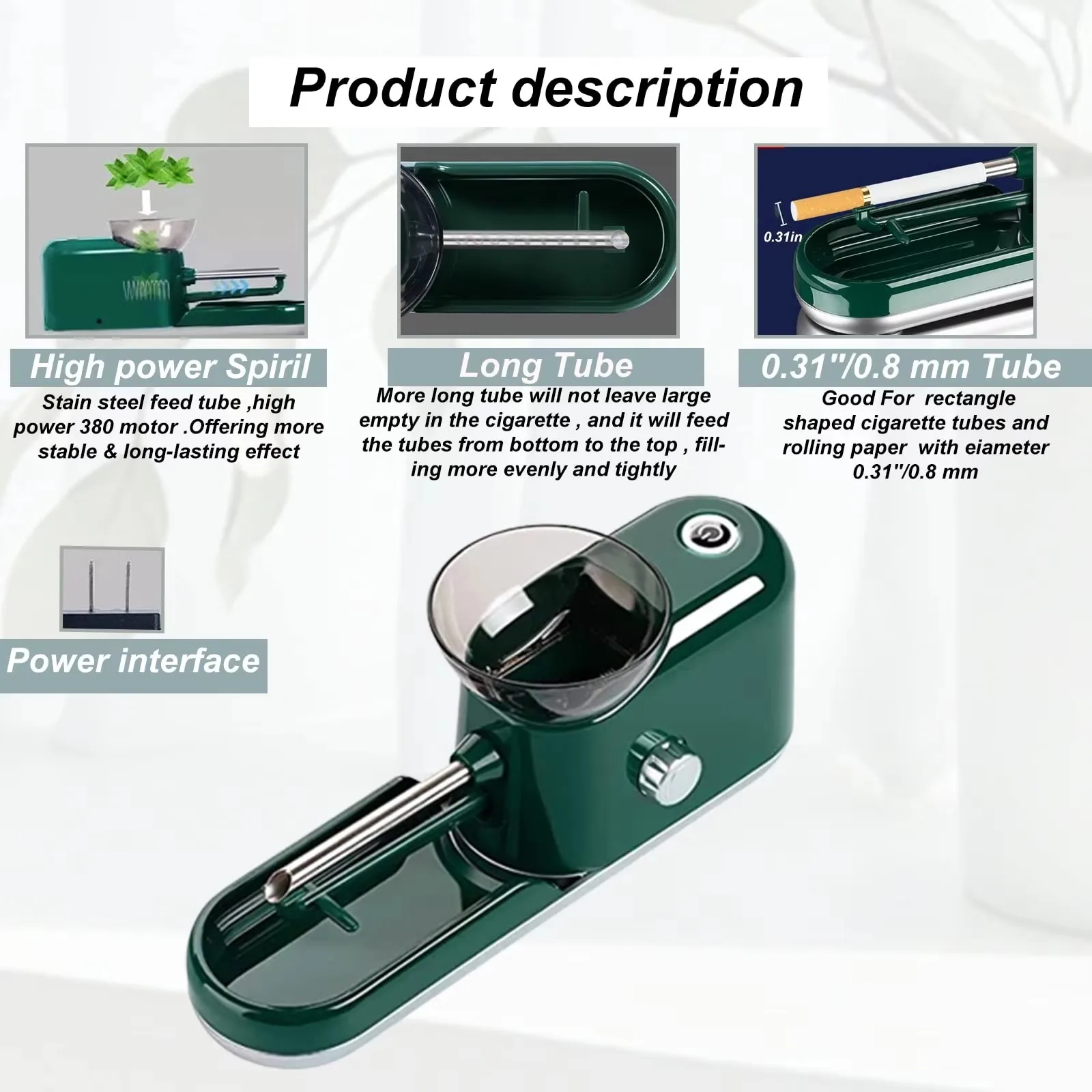 Smoking Accessories Electric Automatic Cigarette Rolling Machine Tobacco Injector Maker Roller Grinder Making Cigarette Device