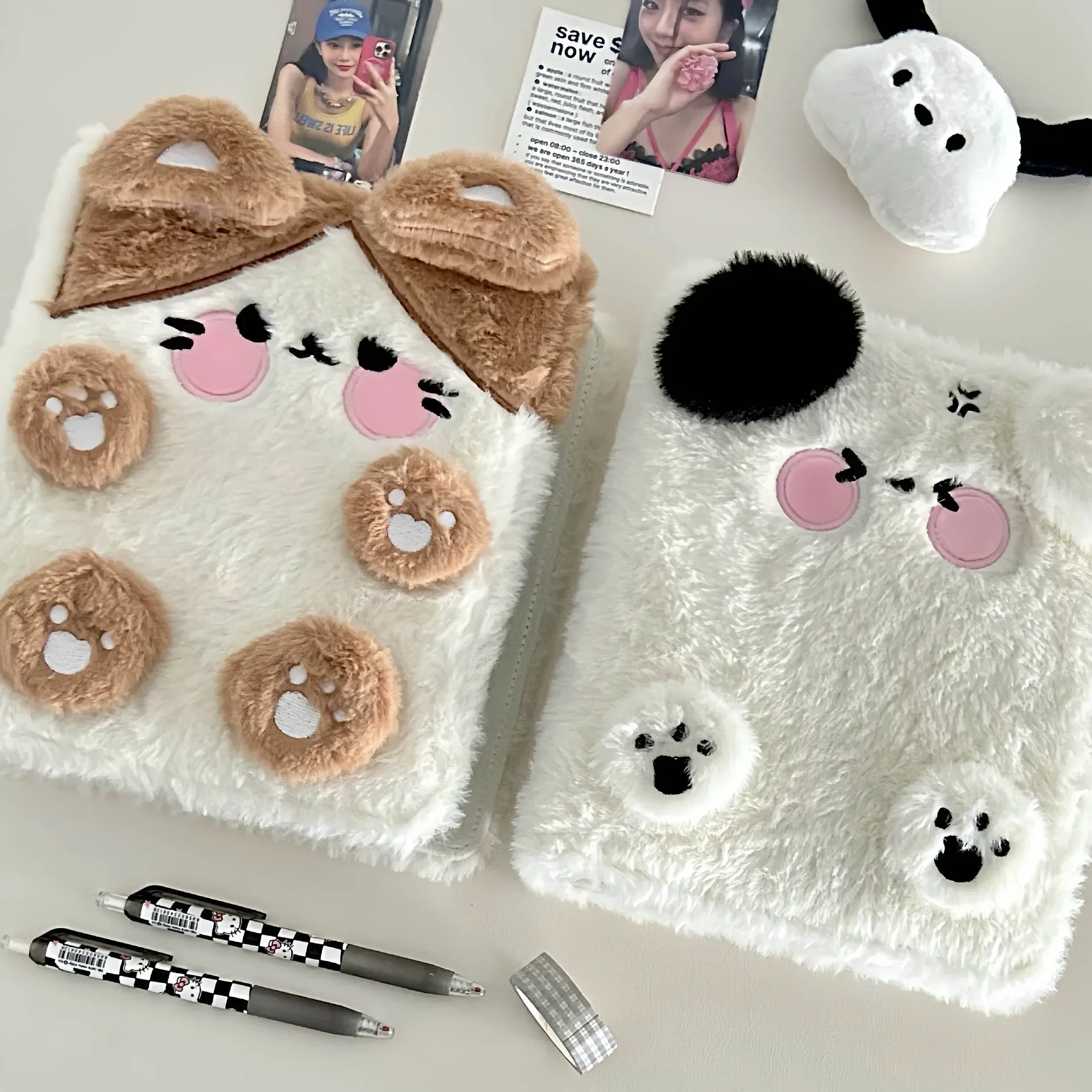 A6 Binder Photocard Holder Cute Plush Dog Cat Photo Album Kpop Idol Photocards Collect Book Student School Notebook Stationery 2