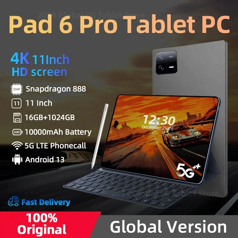 

2024 Original Global Version Pad 6 Pro Tablet PC Snapdragon 888 10000mAh Android 13 RAM 16GB ROM 1TB 5G HD 4K Screen WIFI Mi Tab