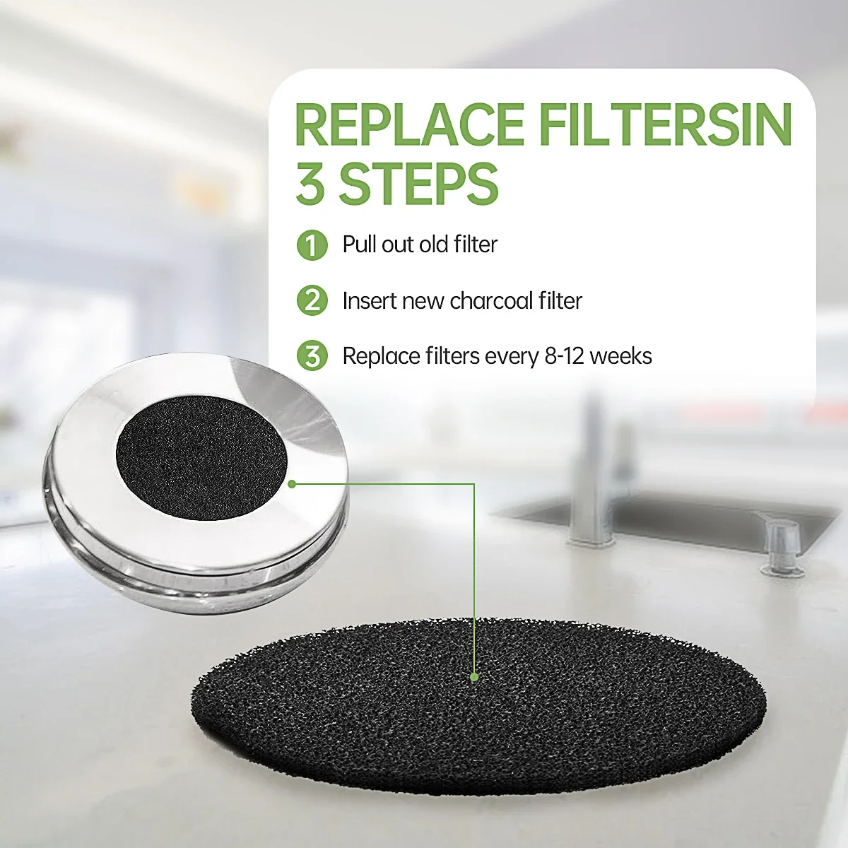 12Pcs Activated Charcoal Odor Absorber Compost Bin Activated Carbon Filter Black Round Cotton Replacement Compost Filters for Kitchen Garden Tool