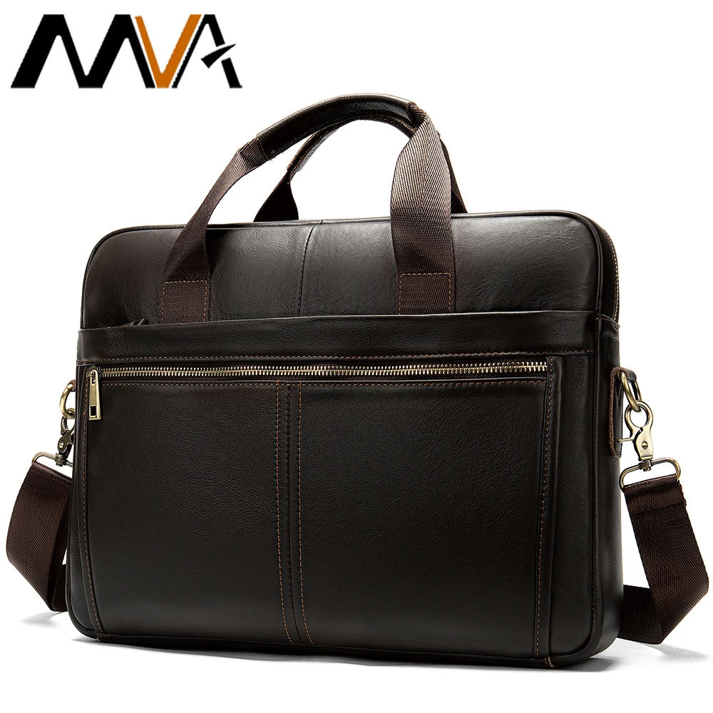 

Портфель MVA мужской из натуральной кожи, мессенджер для ноутбука 14 дюймов, Офисная деловая сумка, 8572