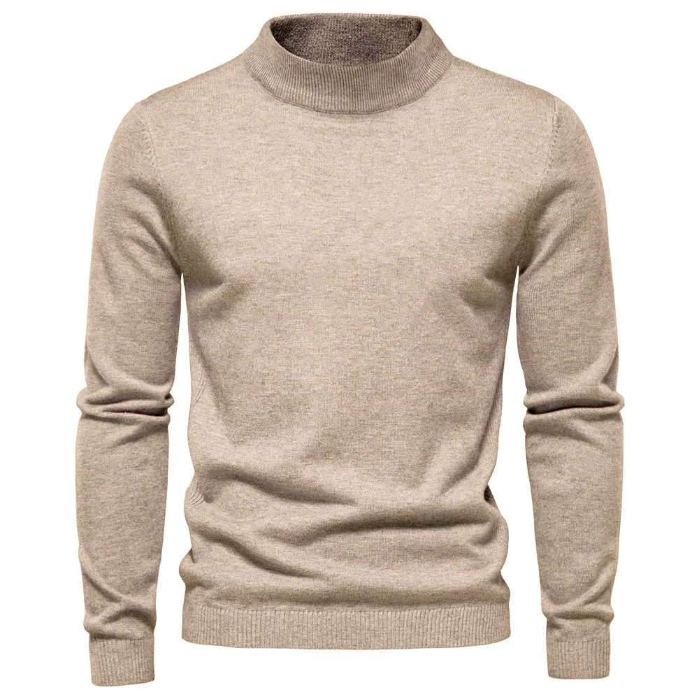 

2023 New Men's Sweater Half Turtleneck Solid Color Winter Classical Sweatshirt Warm Mens Fashion Sweater