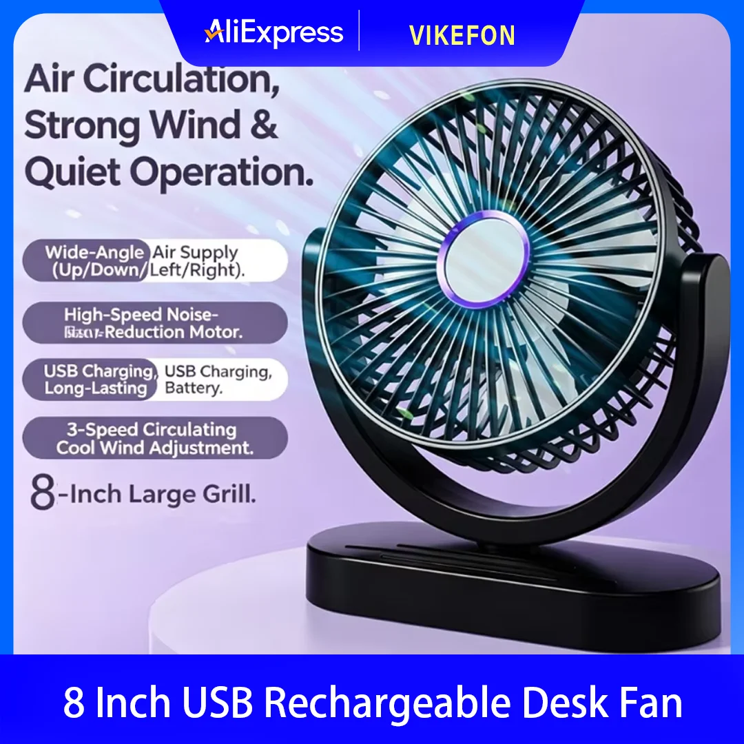 Ultra-Quiet Adjustable Desk Fan with Natural Circulation