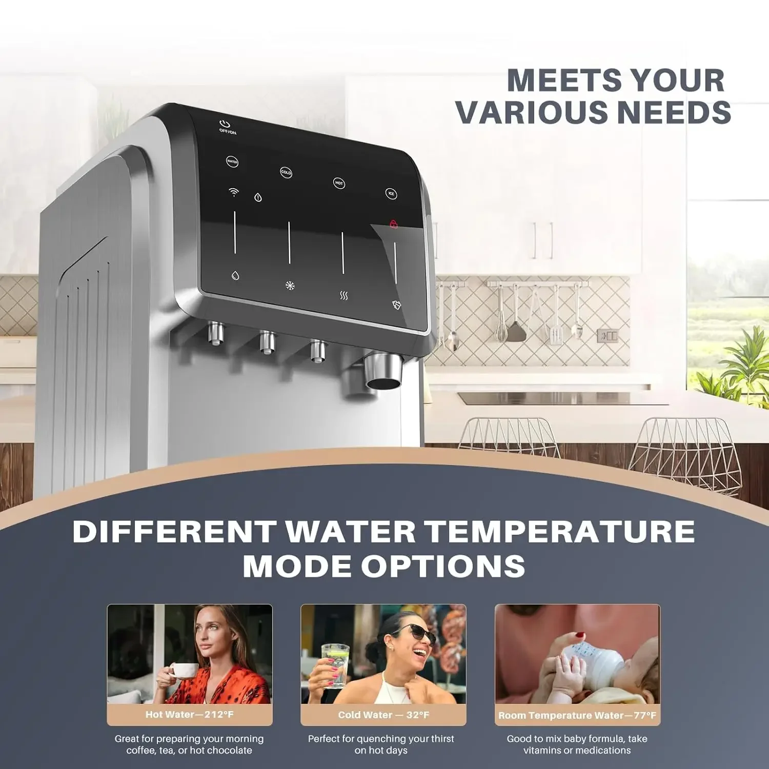 5-in-1 Water Cooler with Ice Maker, Water Dispenser for 5 Gallon Bottle, Bottom Loading, Hot/Cold Water Dispenser Built-in Bulle 4