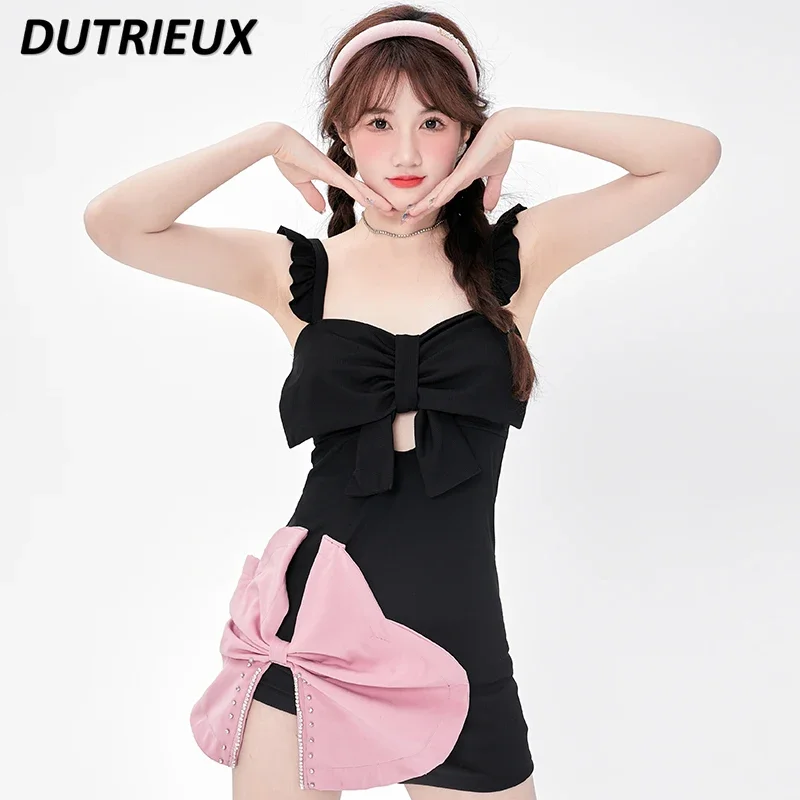 Swimsuit for Women High Sense 2024 New One Piece Beach Wear Sexy Backless Conservative Chest Push Up Hot Spring Swimming Suit