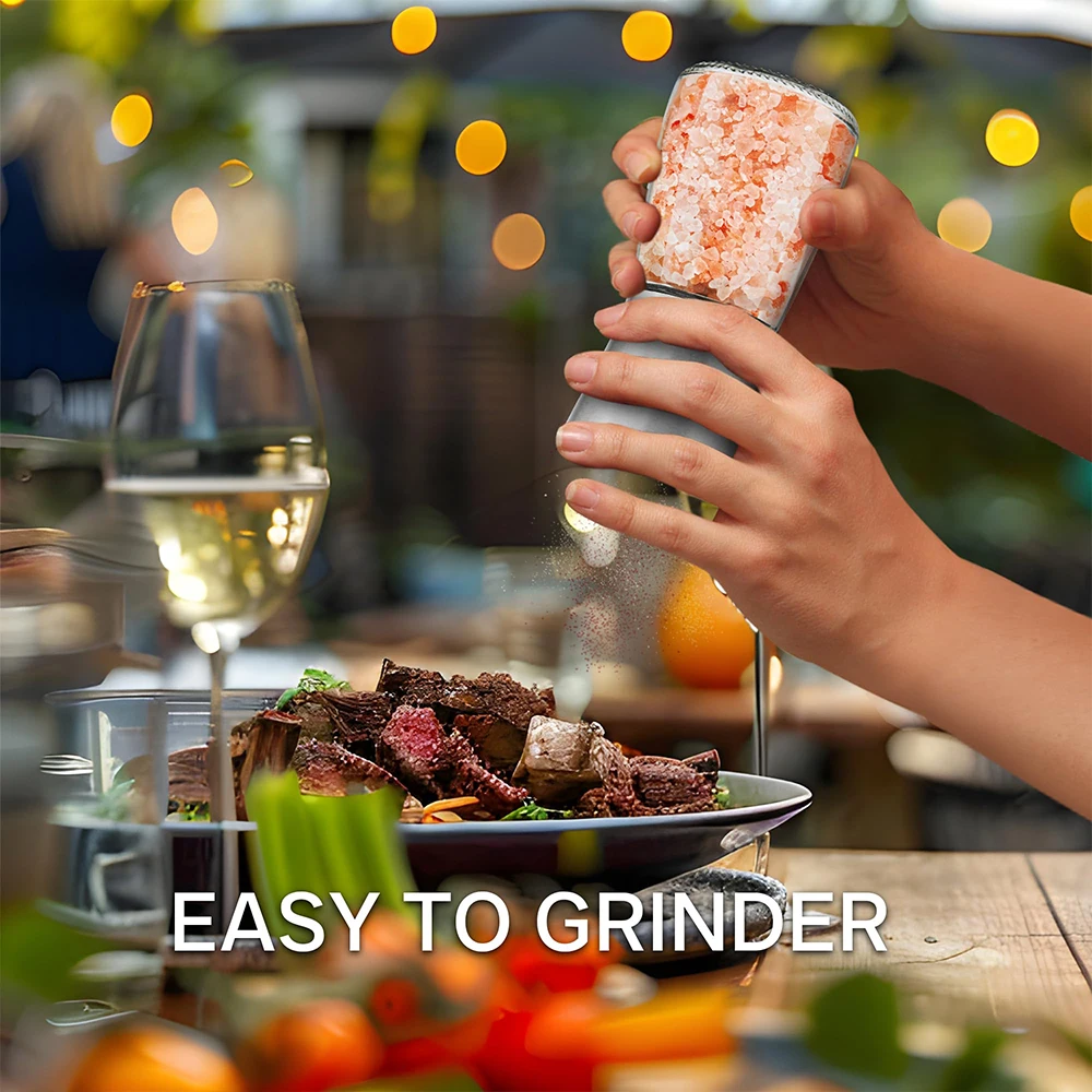 Salt and Pepper Grinder Set Adjustable Coarseness Refillable Stainless Steel Pepper Mill Grinders Kitchen Spice Grinder salt and pepper grinder pepper grinder