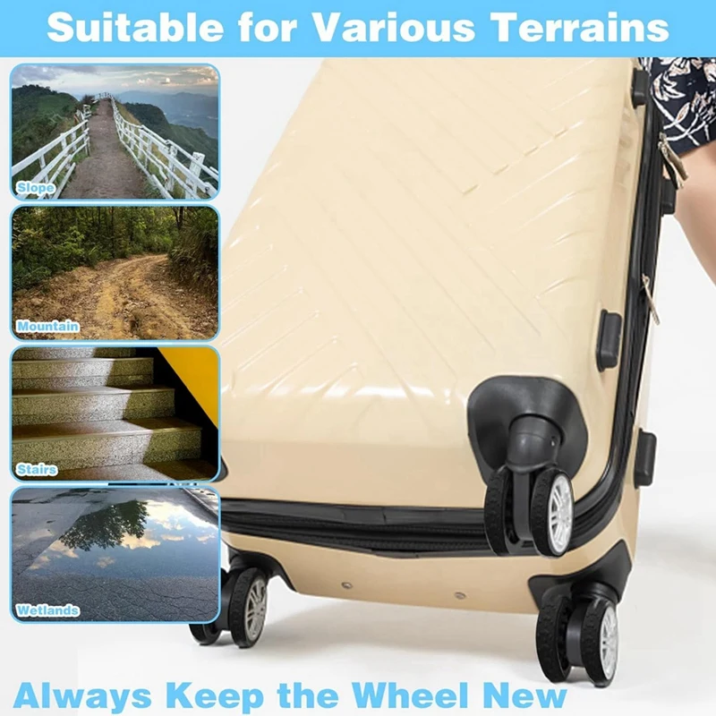 ABRE-8Pcs Luggage Wheel Covers, Silicone Luggage Cover Protector Suitcase Wheel Covers, Silent Protection Compartment