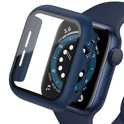 Premium Tempered Glass Screen Protector & Cover for Apple Watch - Durable Protective Case (Midnight blue 8)
