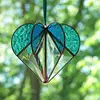 Handmade Stained Heart-shaped Sun catcher Fiberglass Heart Valentine's Decor Ornaments For Bedroom Wedding 3D Handcrafted 3