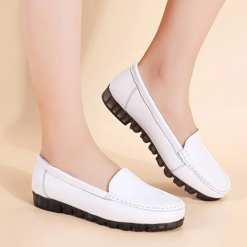 Women Loafers Slip on Casual Soft Leather Nurse Ballerina