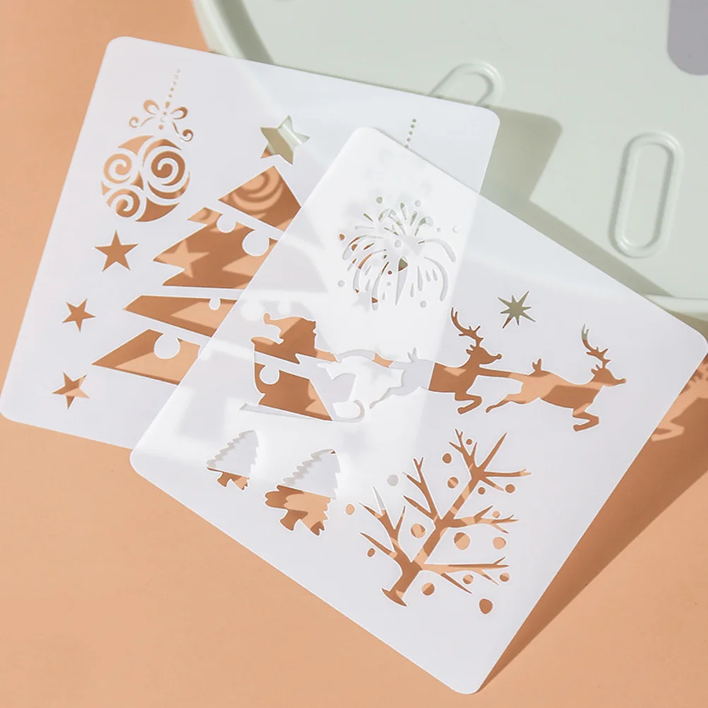 

12pcs Christmas DIY Stencils Templates Hollow Santa Elk Drawing Stencils Painting Templates Tools for Children Student DIY