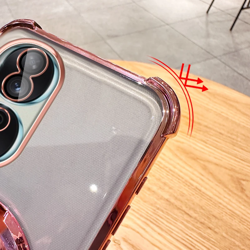 Premium Clear Shockproof Magnetic Stand Holder Case with Plating for Huawei Honor - Transparent Protection