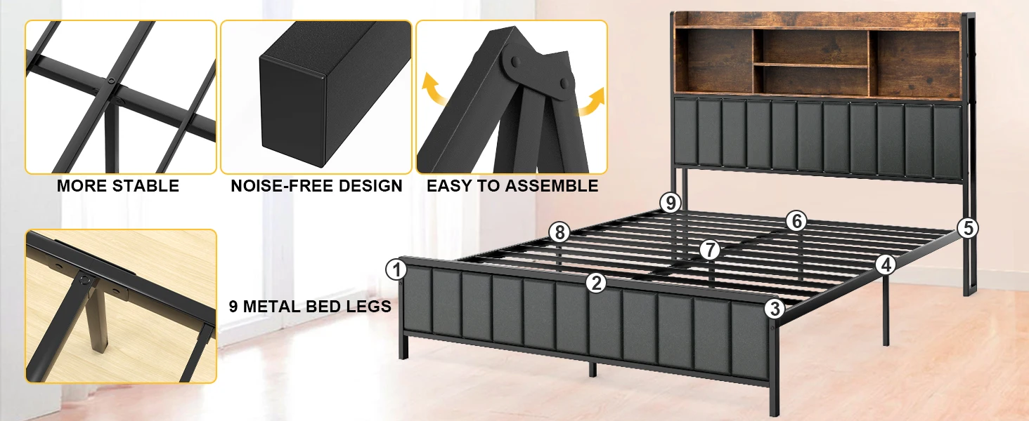 bed frame with light