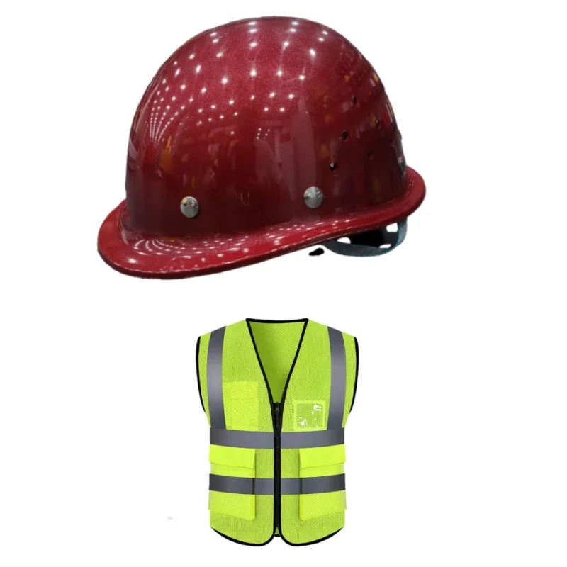 2-Set Construction Safety Helmet Reflective Vest Protective Leader Party A Work Helmet Suit