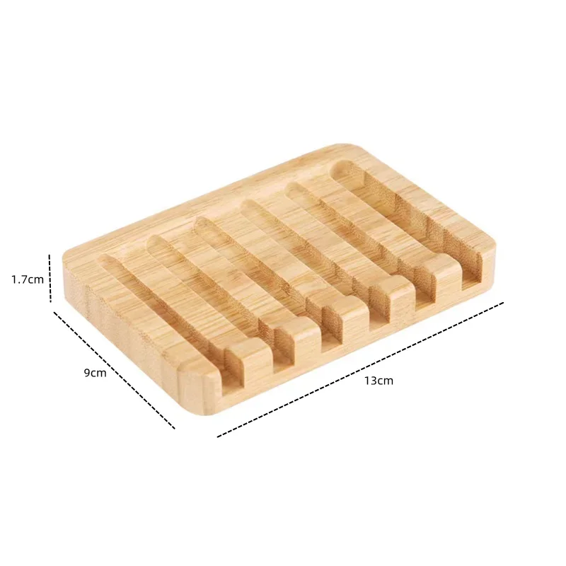 Wooden Soap Dishes with Water Drain Natural Home Portable Bamboo Soap Sponge Holder Bathroom Accessories Organizer Tray