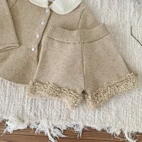 2025 nouveau bébé vêtements tricot ensemble printemps automne mignon tricoté fille pull costume tricoté hauts + PP court doux deux pièces costume 2 pièces 4
