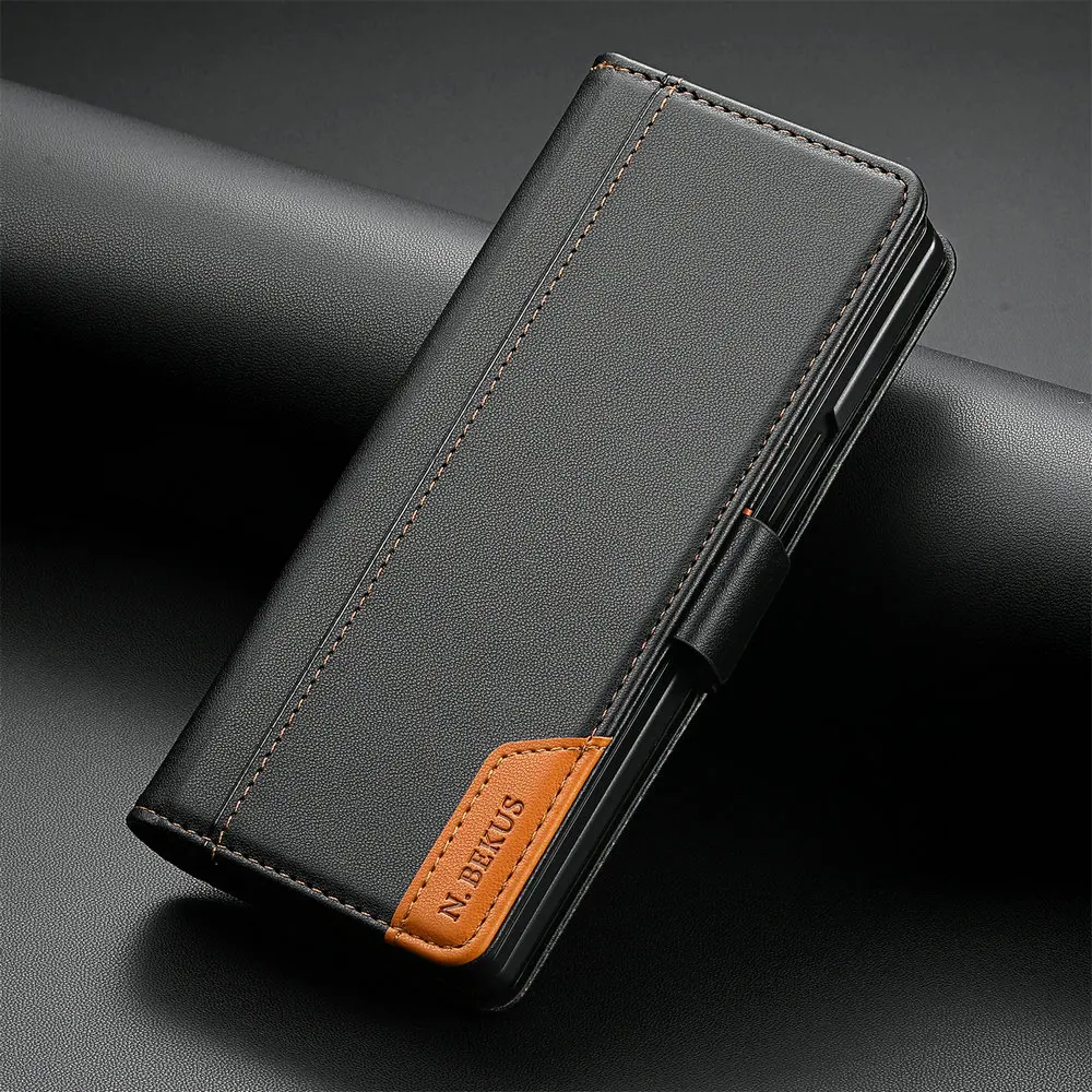 Luxury Leather Wallet Magnetic Book Armor Flip Cover Case
