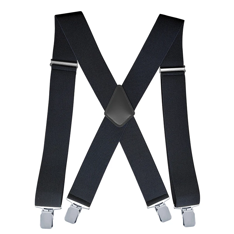 WideMenSuspendersHighElasticAdjustable4StrongClipsSuspender
