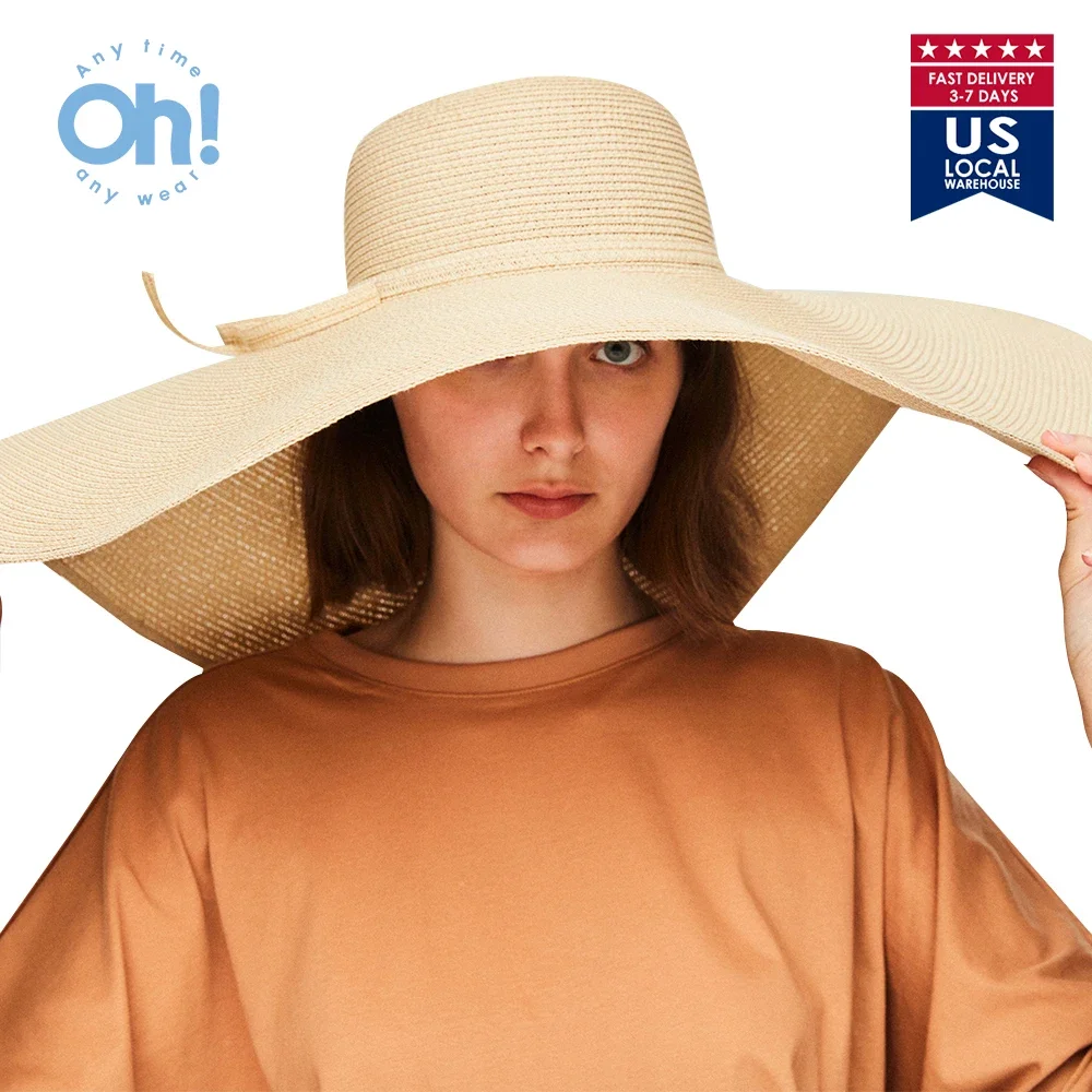 

US Stock OhSunny Women Straw Hat Summer Bohemia Beach Chapeau Femme UV Protection Wide Brim Sunhats for Outdoors Visor Caps