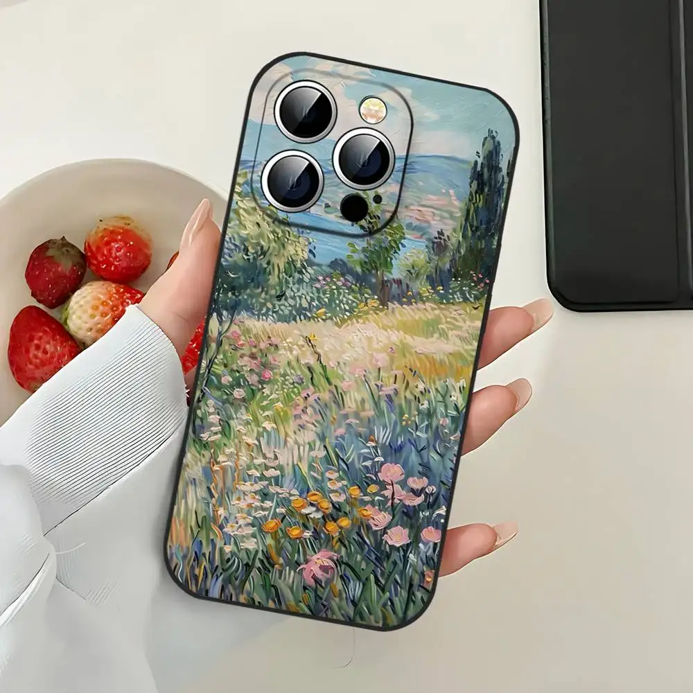 Van Gogh Monet Oil Painting Black Phone Case