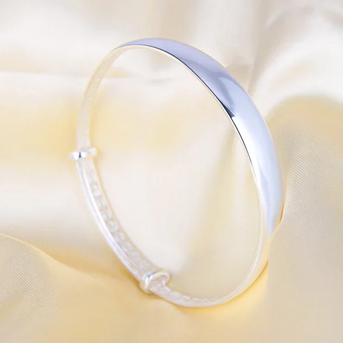 Hot Sale Fashion 925 Sterling Silver Round Bracelet Bangles Trendy Simple Big Bangle for Women Jewelry Gift - 6