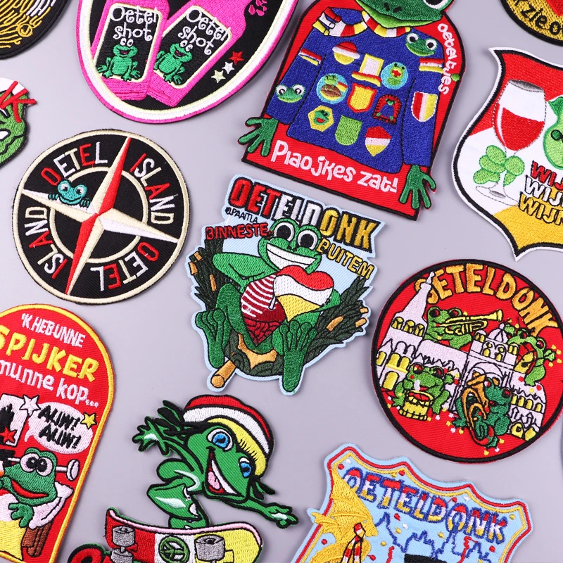 

Eindhoven Oeteldonk Emblem Patch Iron On Patches On Clothes Frog Carnival For Netherland Embroidered Patches For Clothing Stripe